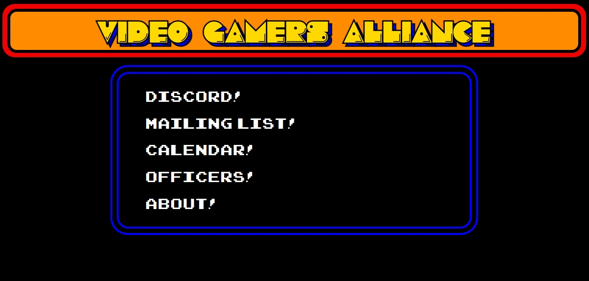 screenshot of video gamers alliance home page