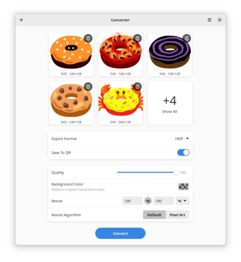 screenshot of switcheroo with multiple images selected